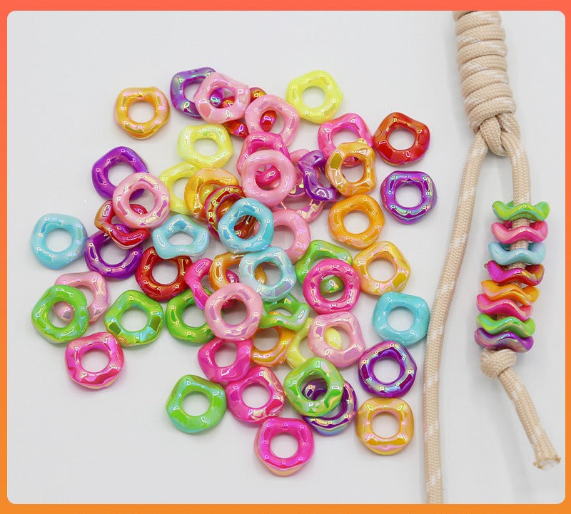16Mm Color Electroplated Lace Wave Stacked Le Large Hole Beads Diy Handmade Beaded Loose Beads Bracelet Accessories Wholesale