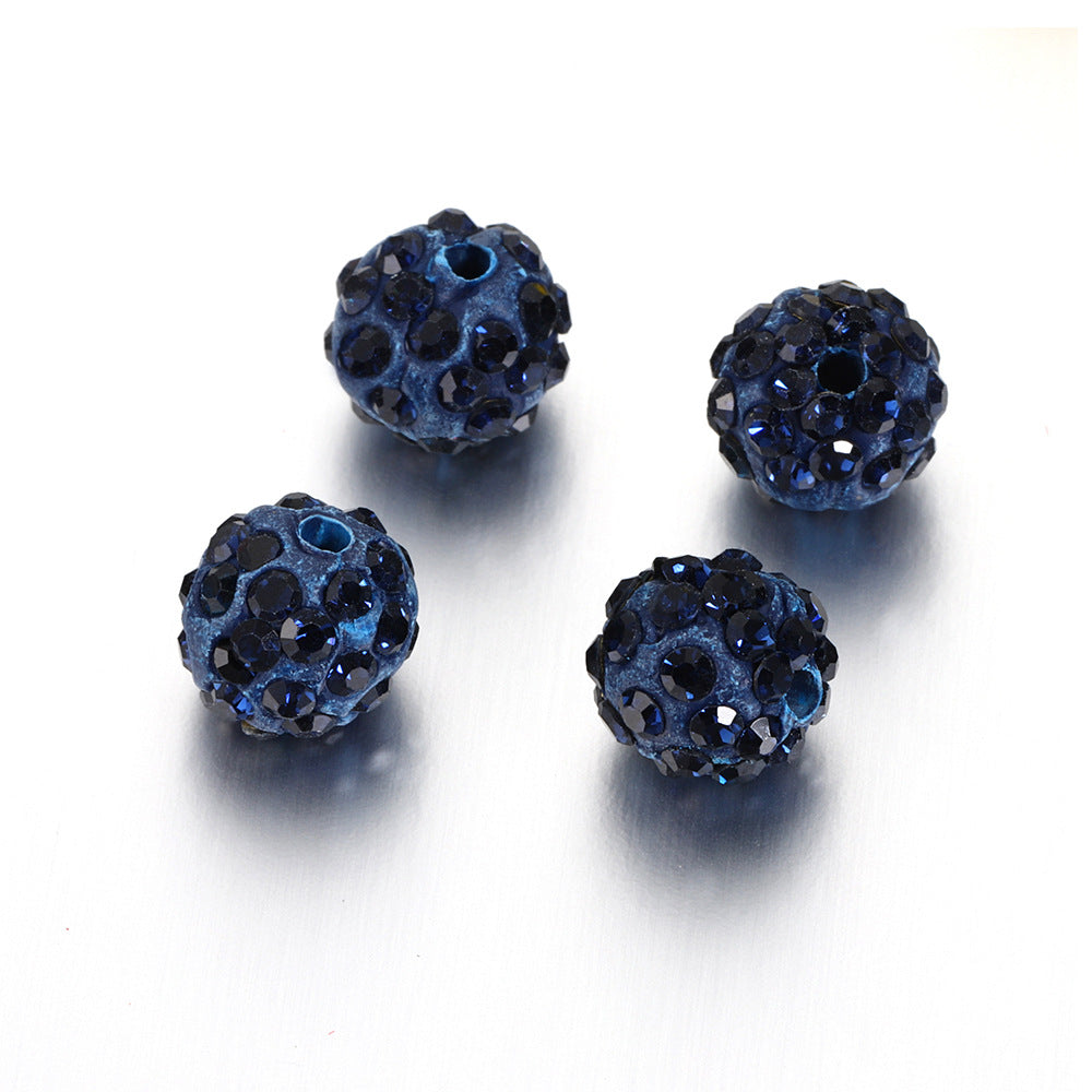 Bling Bling Sparkling Clay Beads with Acrylic Rhinestones, 8mm