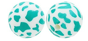 15Mm Cow Series Watermark Food Grade Silicone Round Beads Baby Toothpaste DIY Decorative Loose Beads Spot Wholesale