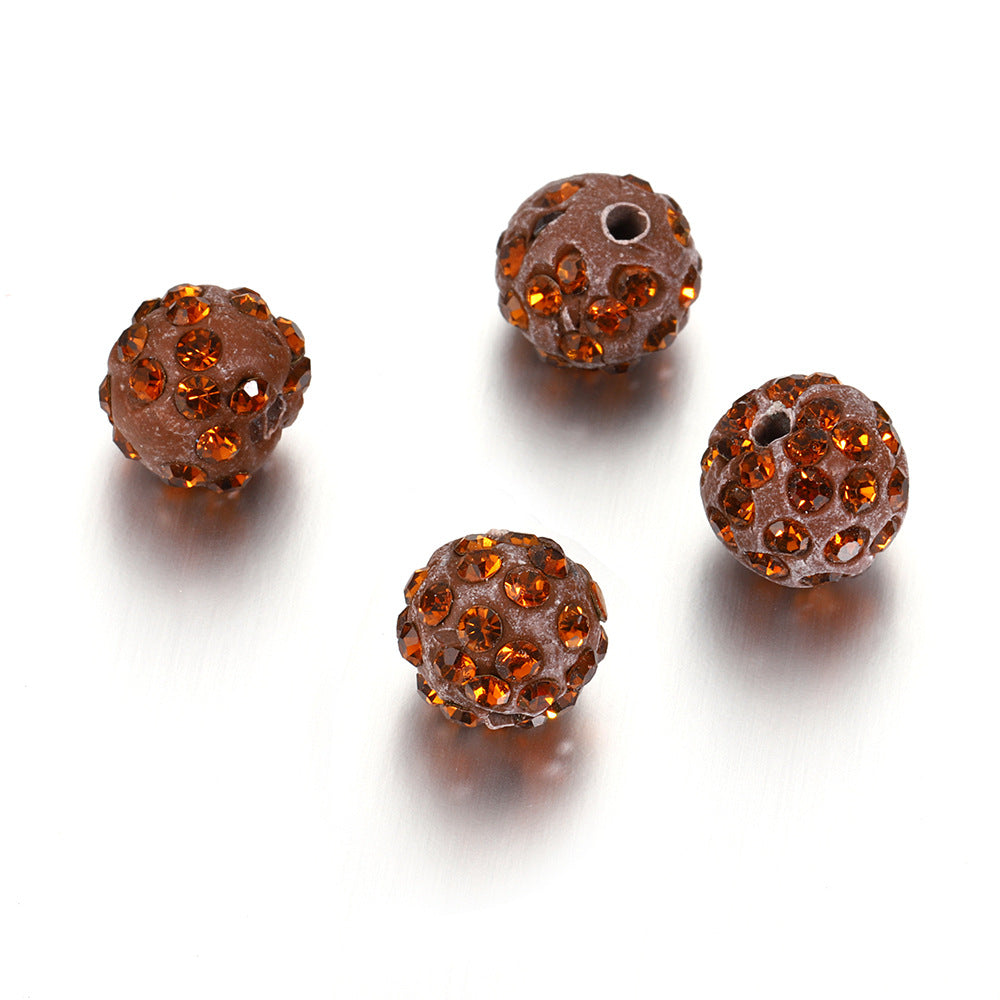 Bling Bling Sparkling Clay Beads with Acrylic Rhinestones, 8mm