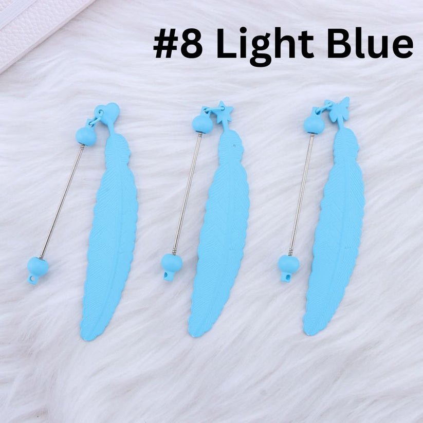 DIY Beadable Plastic Feather Shaped Bookmarks in Solid Colors, 147MM, Important: Please Read the Description