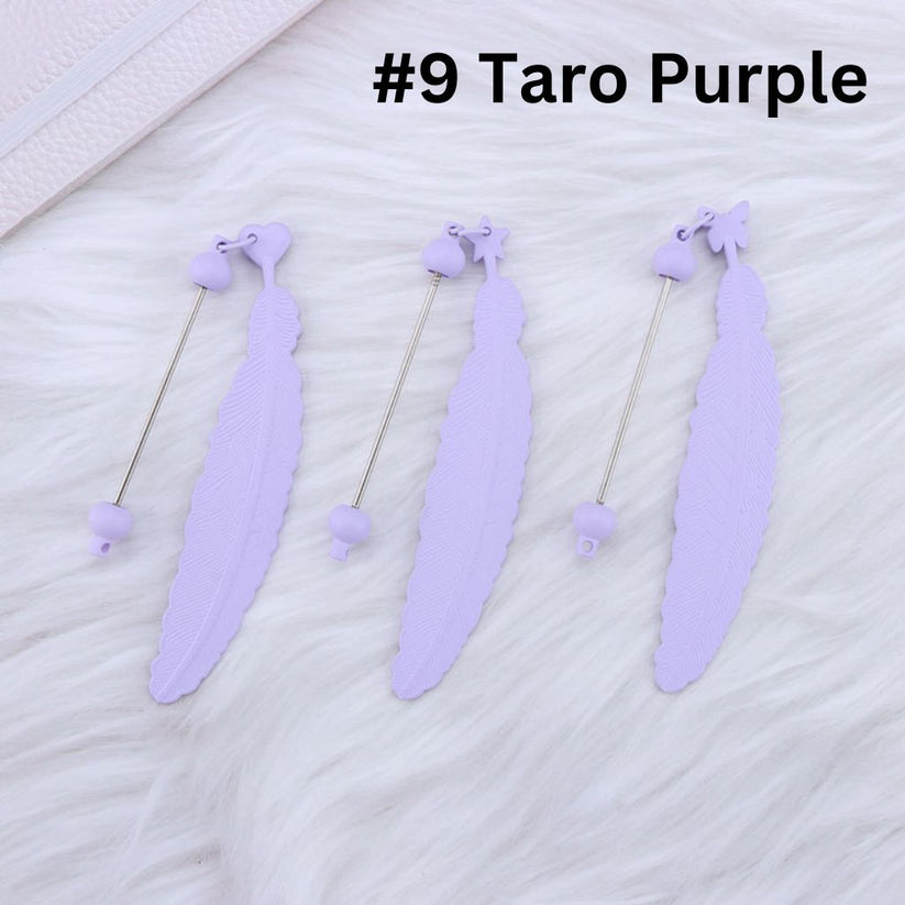 DIY Beadable Plastic Feather Shaped Bookmarks in Solid Colors, 147MM, Important: Please Read the Description