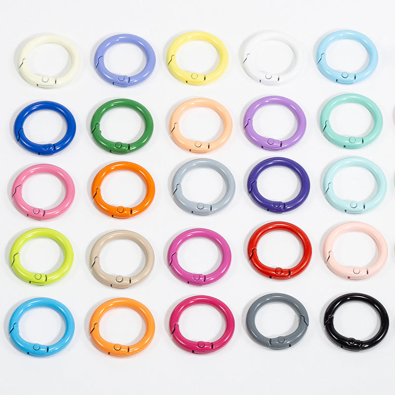 Outer Diameter 40MM Colored Metal Open Circle, Lacquered Zinc Alloy Spring Ring, Clasp, Book Ring, Colored Spring Buckle Random Mix