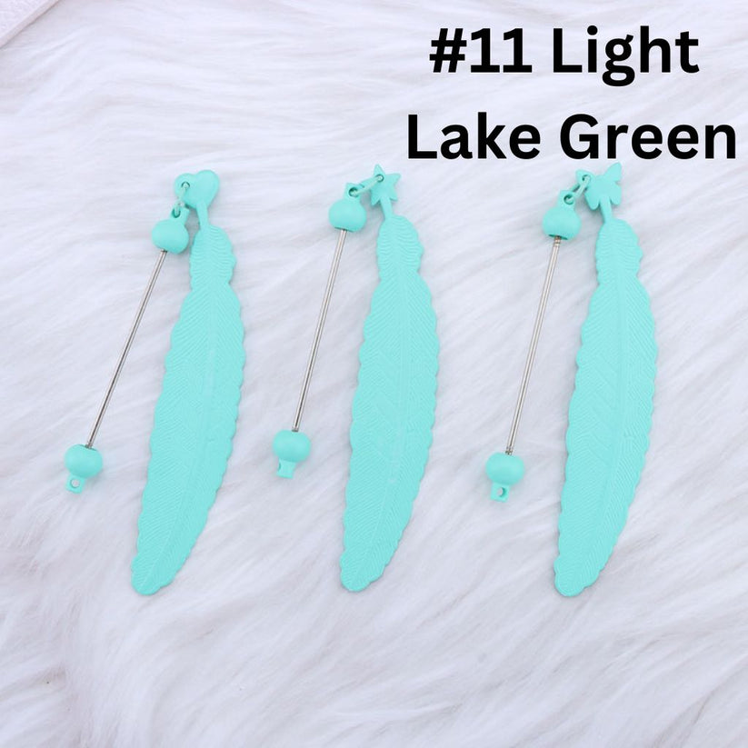 DIY Beadable Plastic Feather Shaped Bookmarks in Solid Colors, 147MM, Important: Please Read the Description