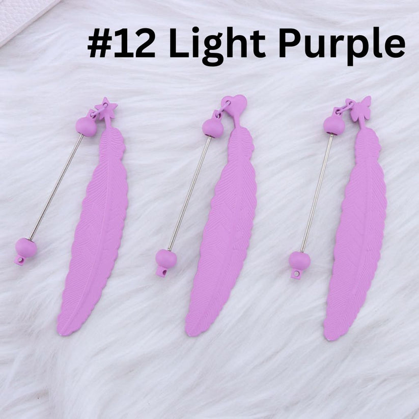DIY Beadable Plastic Feather Shaped Bookmarks in Solid Colors, 147MM, Important: Please Read the Description