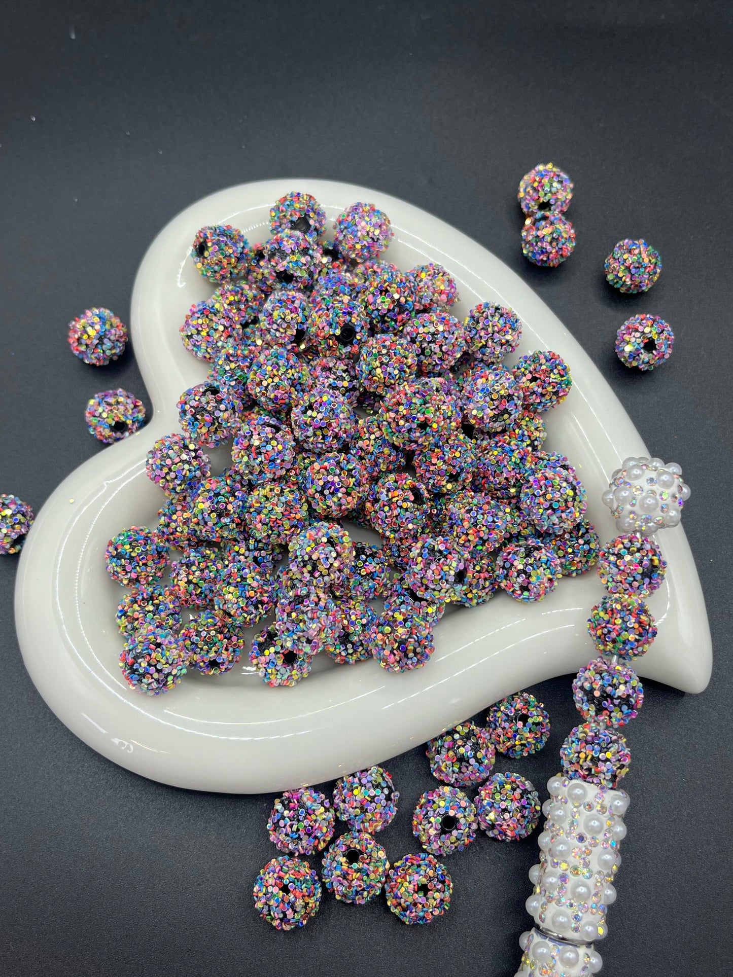12MM round ball straight hole bead head rope bead sequined ball earrings pendant bead keychain bead hanging jewelry accessories