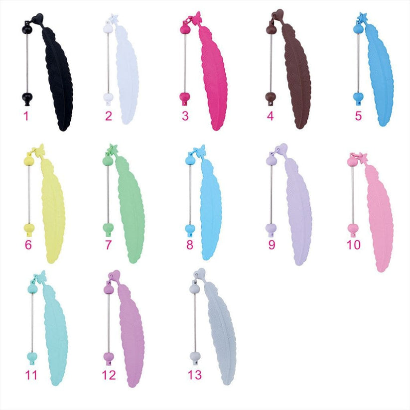 DIY Beadable Plastic Feather Shaped Bookmarks in Solid Colors, 147MM, Important: Please Read the Description