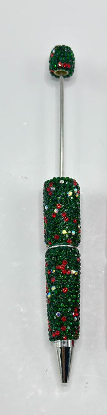 Christmas Series Beadable Pens with Multi Color Rhinestones