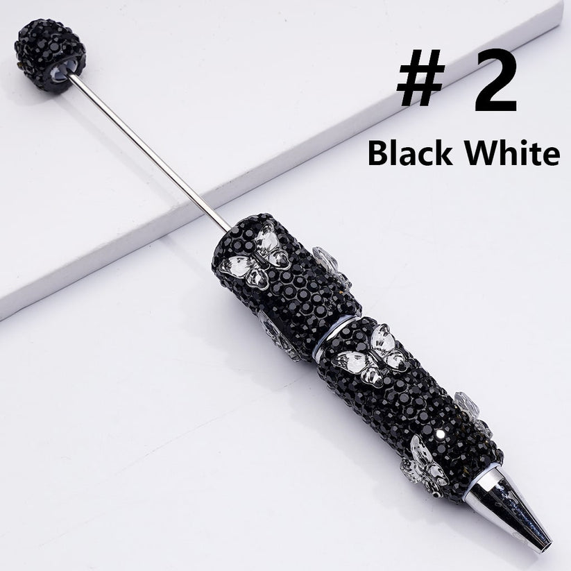 Double Color Butterfly Black Rhinestones Beadable Clay Pens