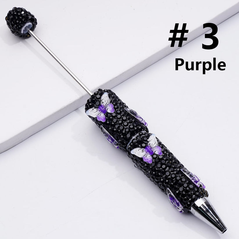 Double Color Butterfly Black Rhinestones Beadable Clay Pens