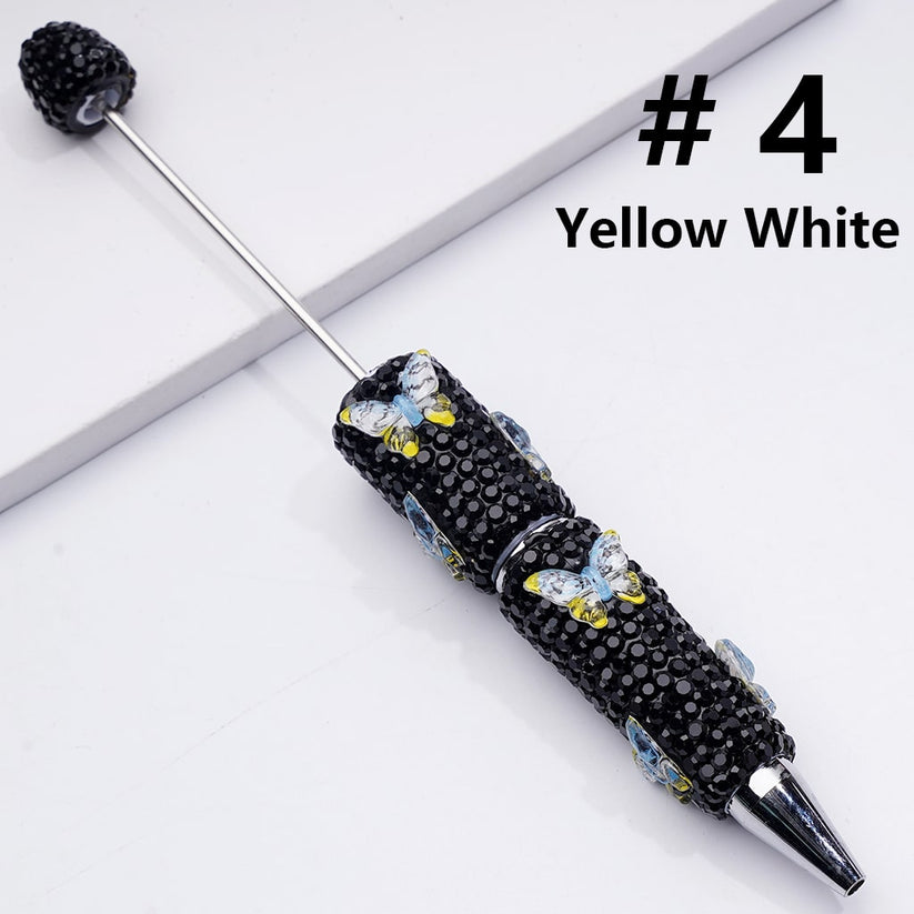 Double Color Butterfly Black Rhinestones Beadable Clay Pens