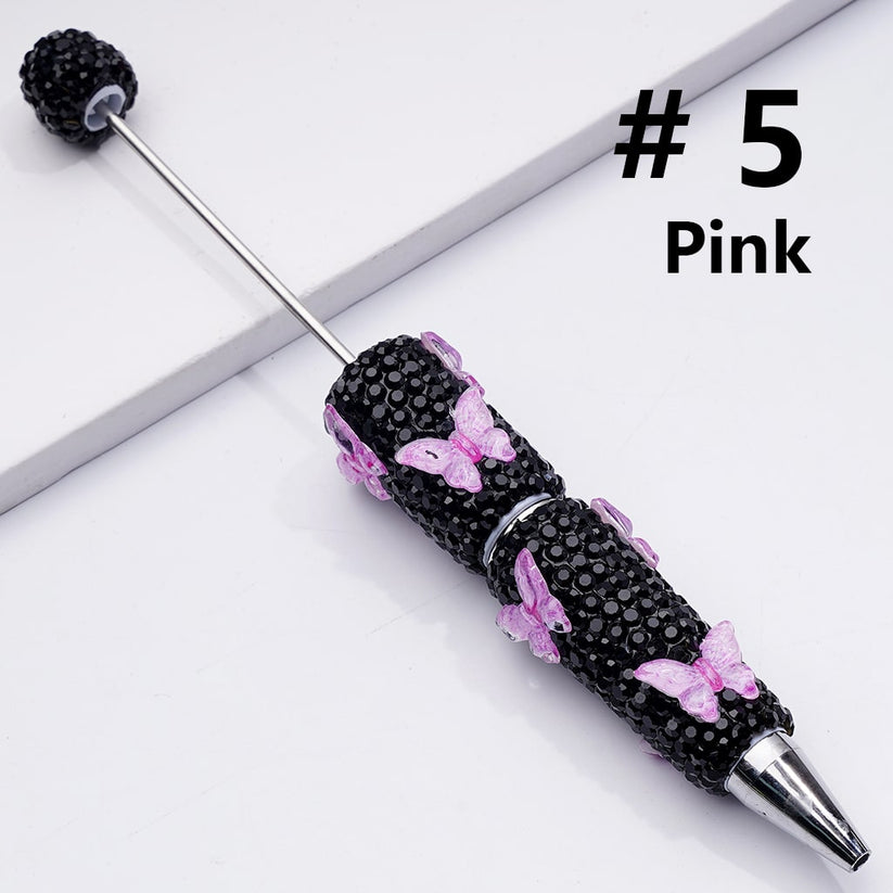 Double Color Butterfly Black Rhinestones Beadable Clay Pens