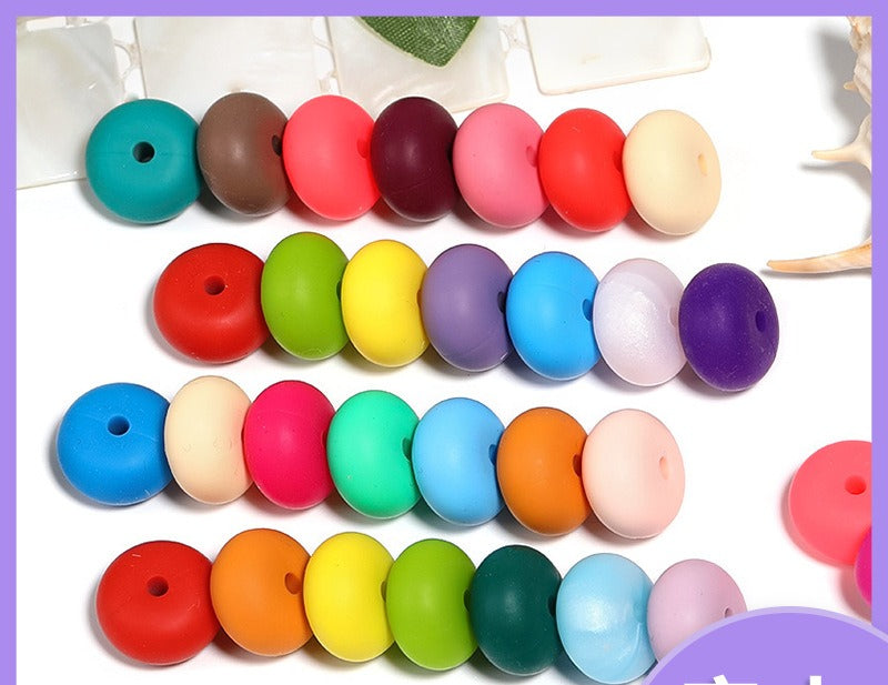 14Mm Silicone Flat Beads Candy Color Abacus Beads Wheel Beads Wholesale DIY Bracelet Necklace Jewelry Accessories Random Mix