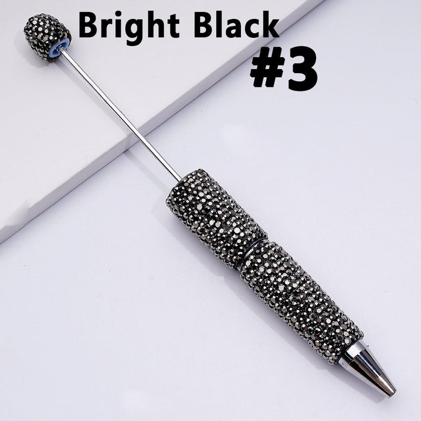 Beadable Clay Pens with Shiny Rhinestones Covered the Entire Pen