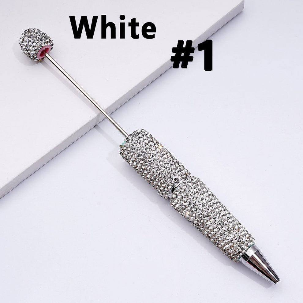 Cross-border new bead pen DIY heavy industry diamond-encrusted bead pen hand-pasted full diamond bead ballpoint pen plastic pen