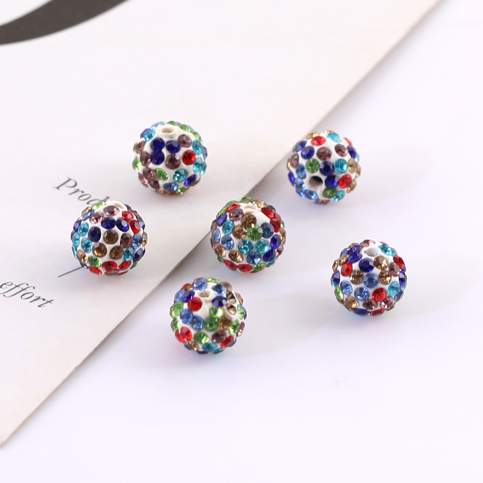 Bling Bling Sparkling Clay Beads with Acrylic Rhinestones, 8mm