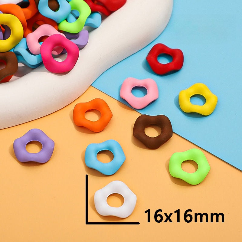 16mm Stacked Le Hexagonal Feel Paint Macaron Color Round Wavy Lace DIY Handmade Hair Accessories Bracelet Accessories