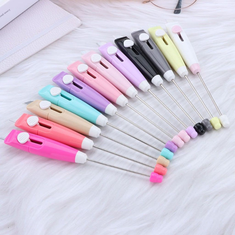 DIY Beadable Plastic Express Package Box Carton Opener Cutter Knife in Solid Color, 150MM random mix