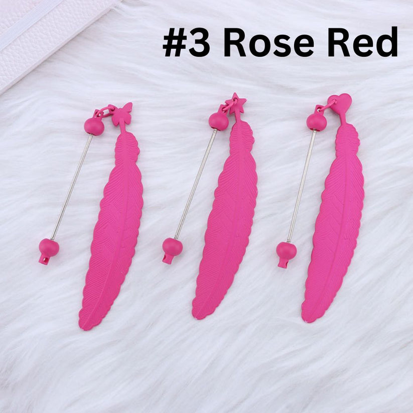 DIY Beadable Plastic Feather Shaped Bookmarks in Solid Colors, 147MM, Important: Please Read the Description