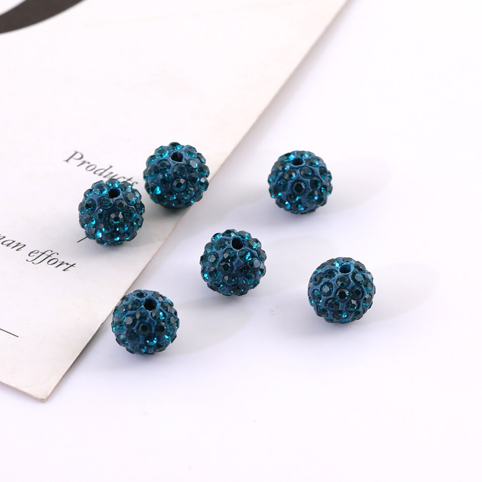 Bling Bling Sparkling Clay Beads with Acrylic Rhinestones, 8mm