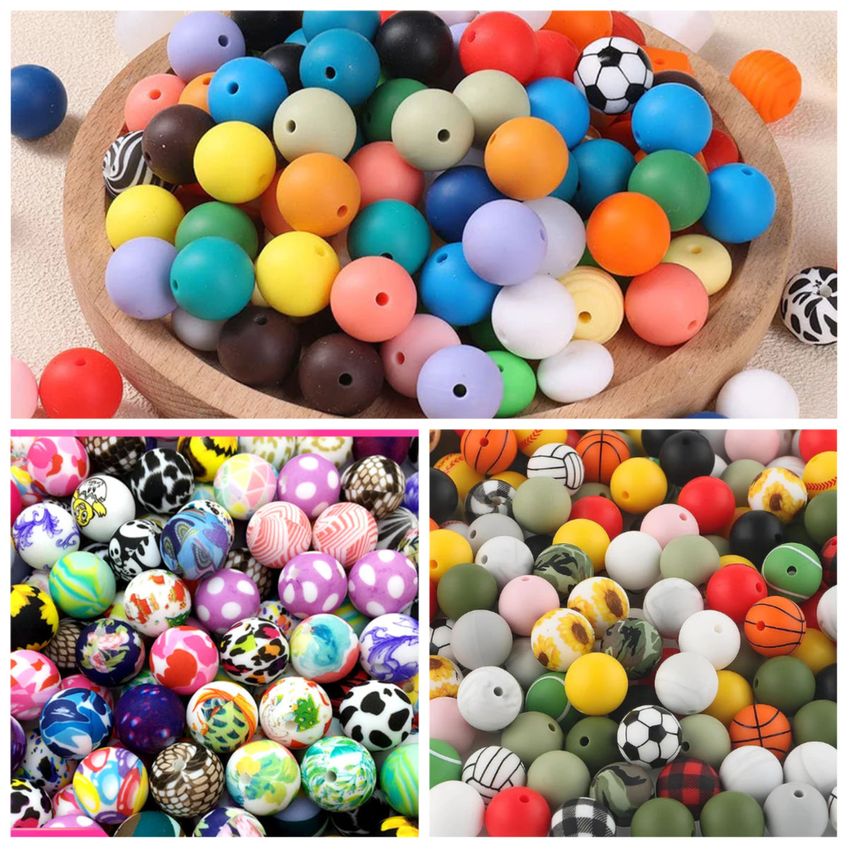 15mm Leopard Print Silicone Beads - Water Transfer Printed Daisy Round Beads for DIY Jewelry, Bead Pens, Loose Beads Wholesale #51-100