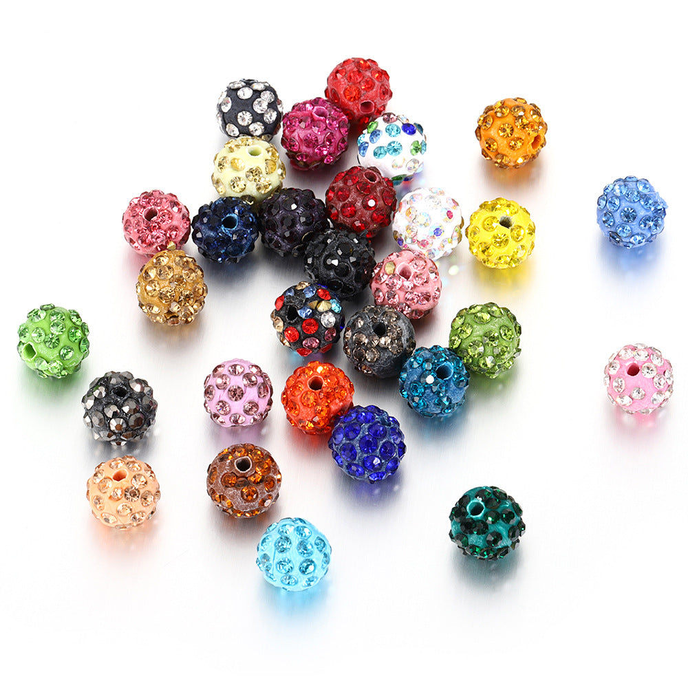 Bling Bling Sparkling Clay Beads with Acrylic Rhinestones, 8mm