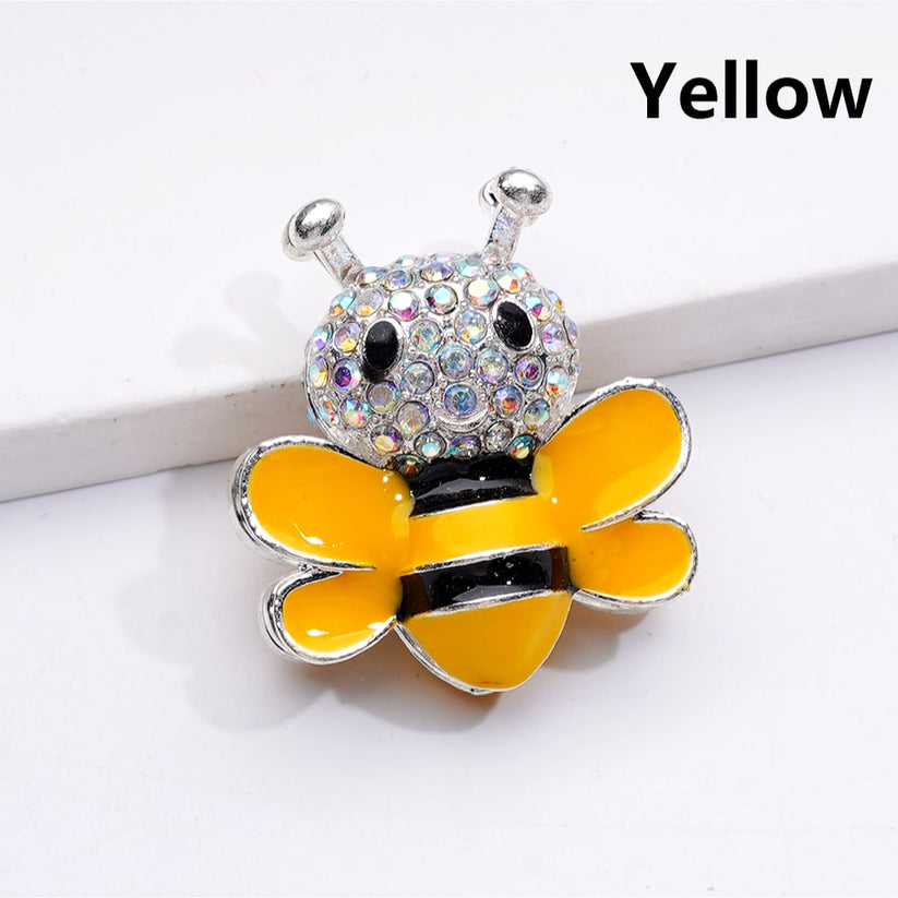 Silver Alloy Beads Fancy Bee with AB Rhinestones Solid Color Wings 29*26MM