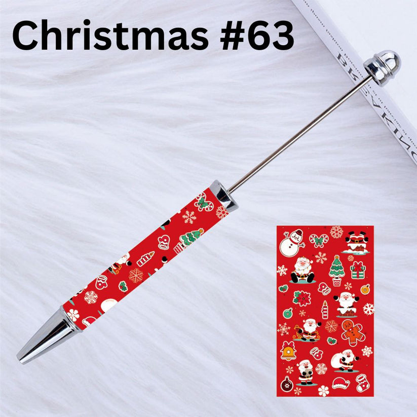 DIY Beadable Plastic Christmas Printed Pens, 149MM