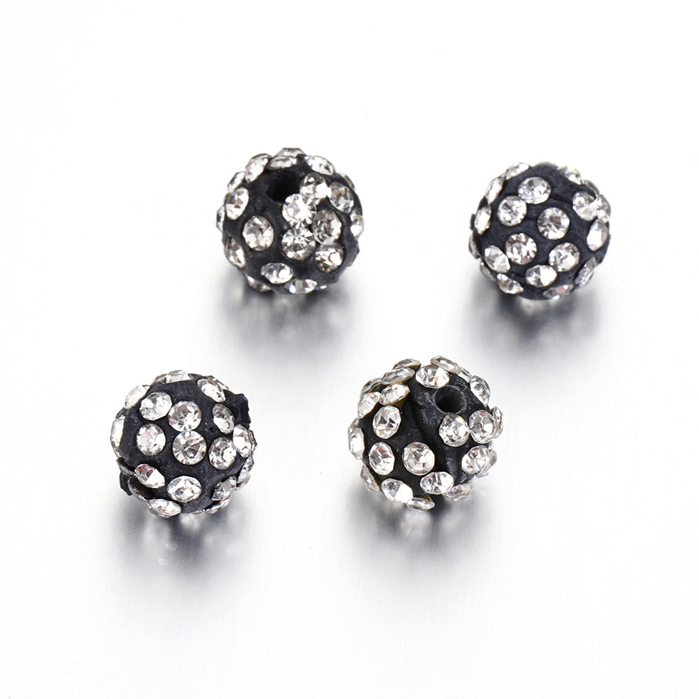 Bling Bling Sparkling Clay Beads with Acrylic Rhinestones, 8mm