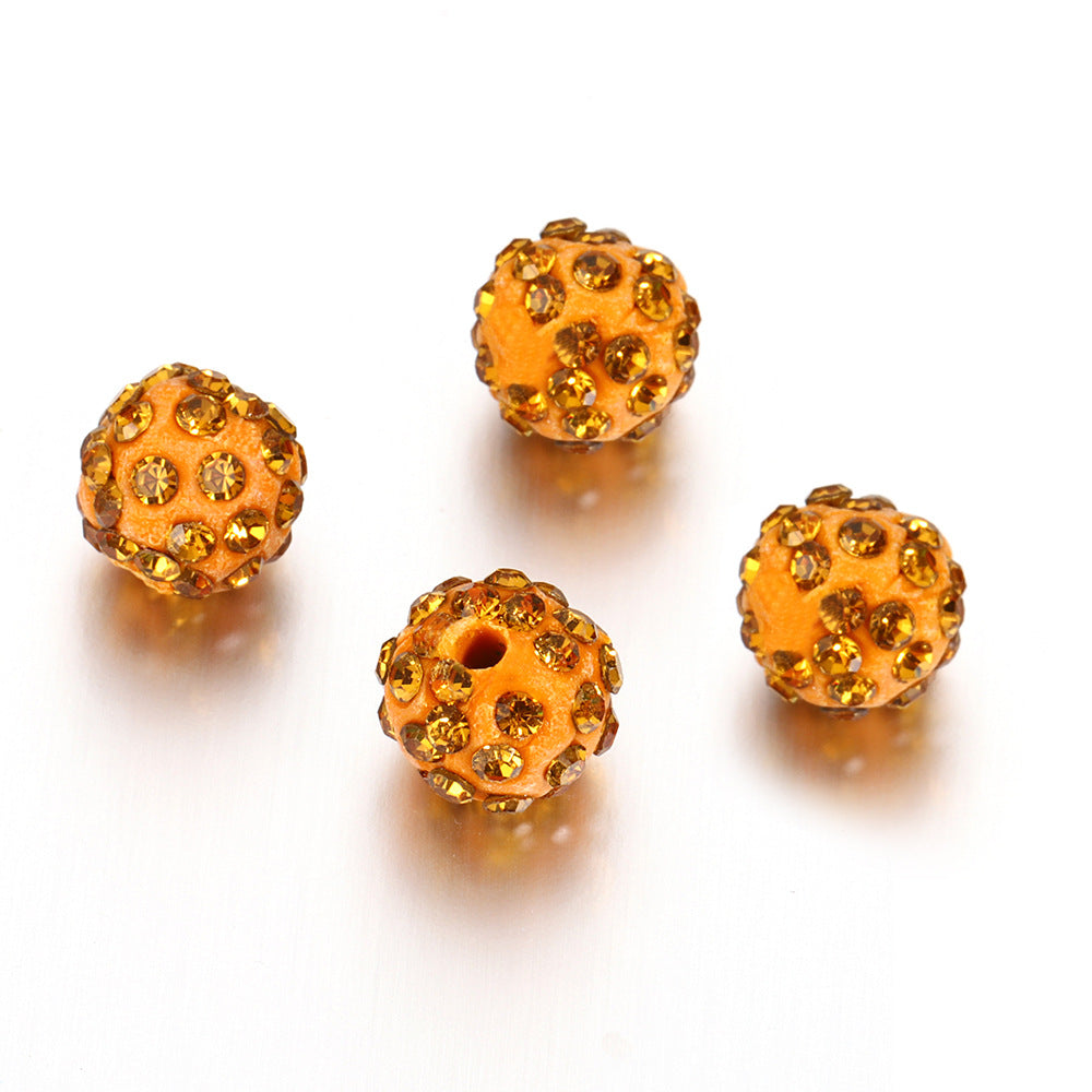 Bling Bling Sparkling Clay Beads with Acrylic Rhinestones, 8mm