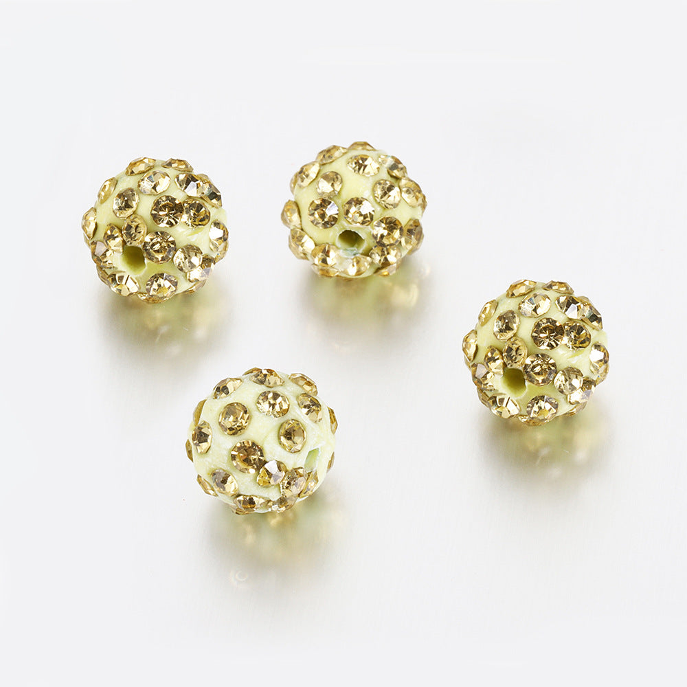 Bling Bling Sparkling Clay Beads with Acrylic Rhinestones, 8mm