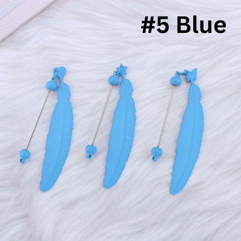 DIY Beadable Plastic Feather Shaped Bookmarks in Solid Colors, 147MM, Important: Please Read the Description