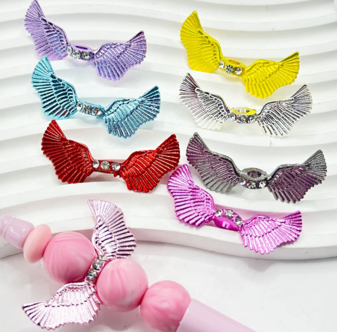 Clear Rhinestone Spacers with Angel Wings