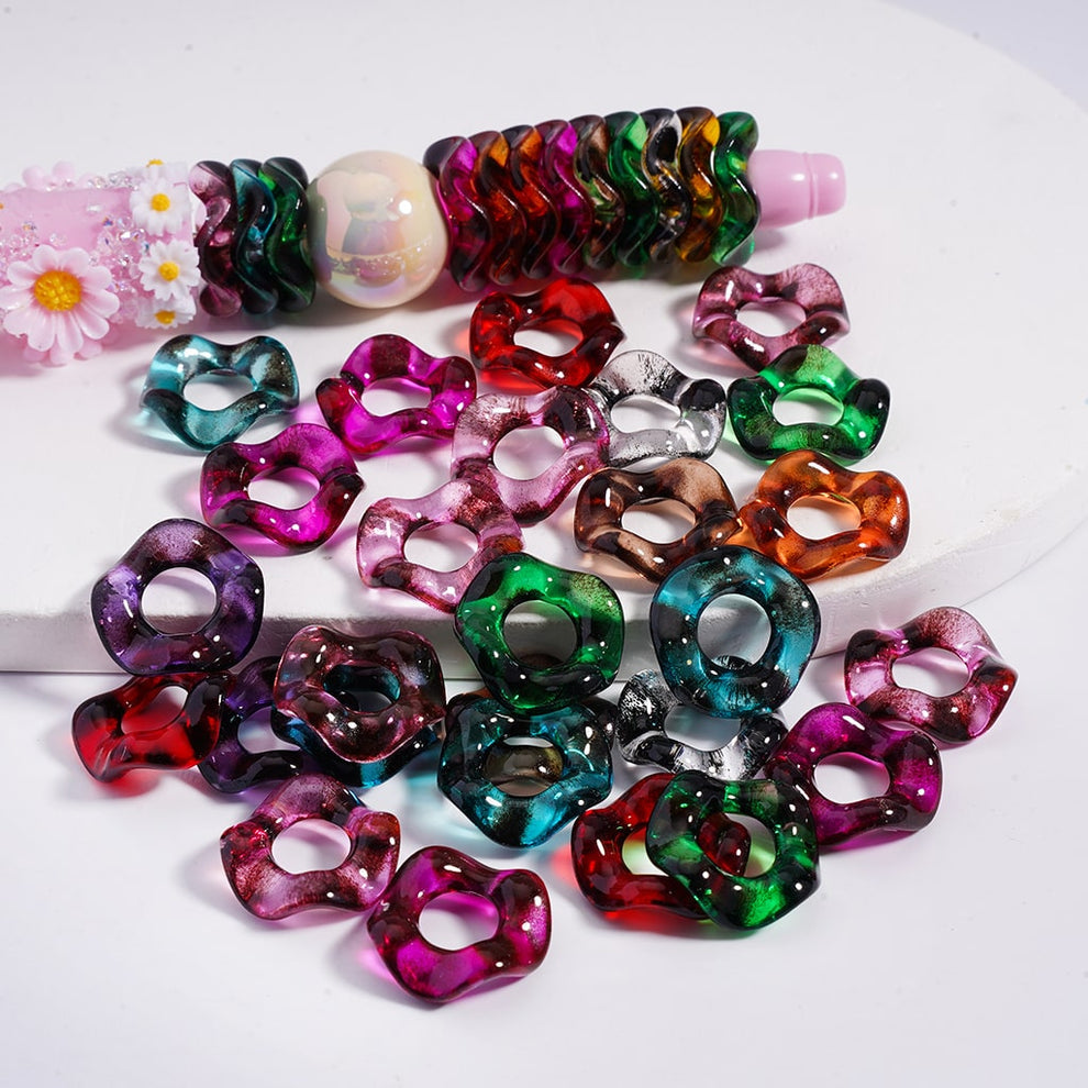 Spacer Acrylic Beads Wave Shape Large Hole Dark Color Series 16MM