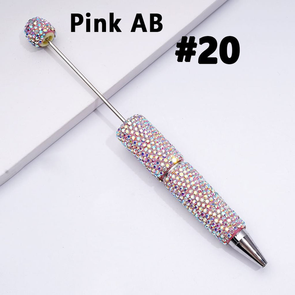 Cross-border new bead pen DIY heavy industry diamond-encrusted bead pen hand-pasted full diamond bead ballpoint pen plastic pen