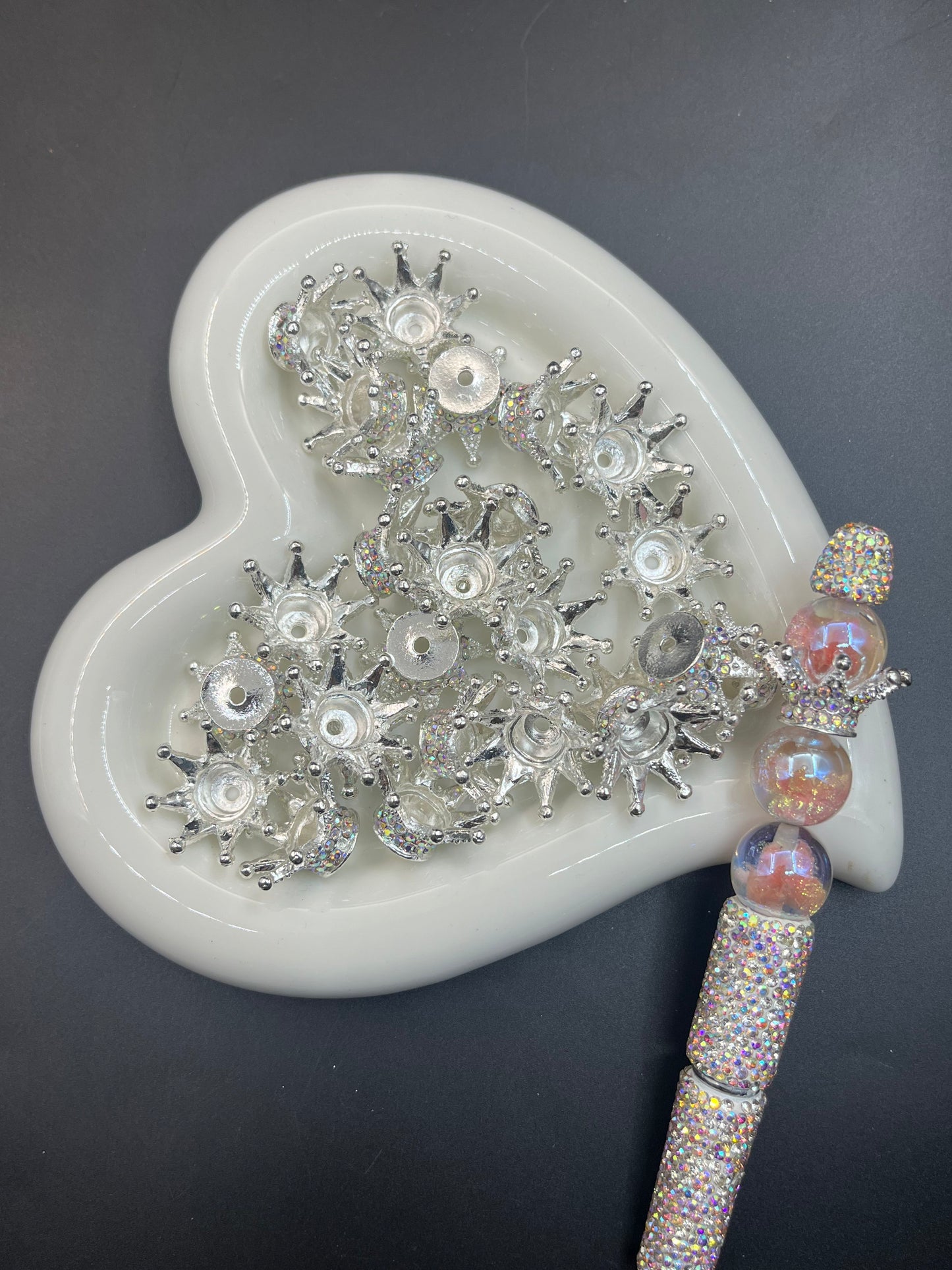 Bling Bling Sparkling Crown Spacers for Beads,silver