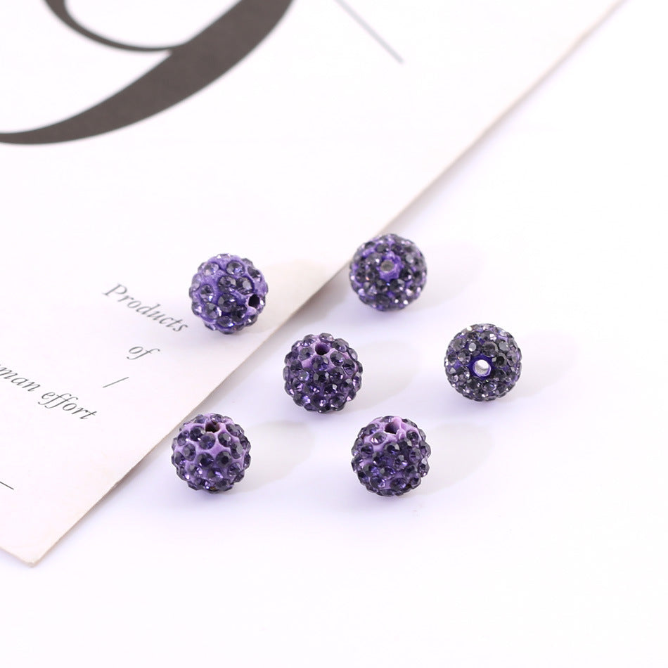 Bling Bling Sparkling Clay Beads with Acrylic Rhinestones, 8mm