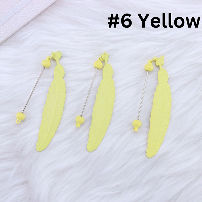DIY Beadable Plastic Feather Shaped Bookmarks in Solid Colors, 147MM, Important: Please Read the Description