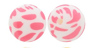 15Mm Cow Series Watermark Food Grade Silicone Round Beads Baby Toothpaste DIY Decorative Loose Beads Spot Wholesale