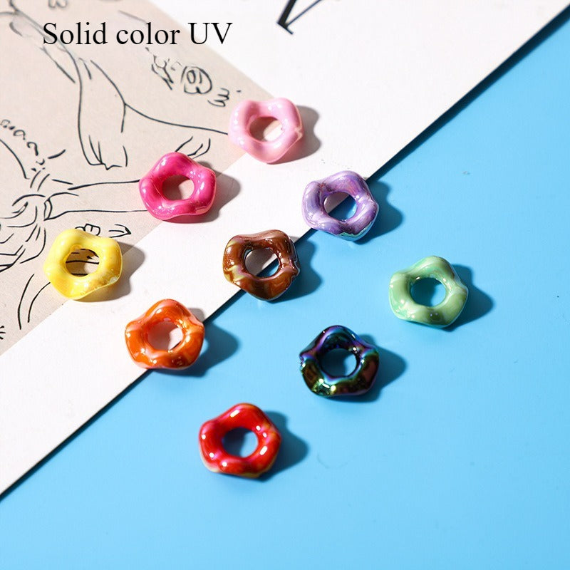 16mm Stacked Le Hexagonal Feel Paint Macaron Color Round Wavy Lace DIY Handmade Hair Accessories Bracelet Accessories