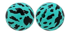 15Mm Cow Series Watermark Food Grade Silicone Round Beads Baby Toothpaste DIY Decorative Loose Beads Spot Wholesale