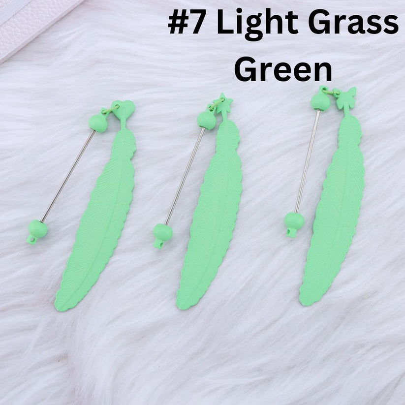 DIY Beadable Plastic Feather Shaped Bookmarks in Solid Colors, 147MM, Important: Please Read the Description