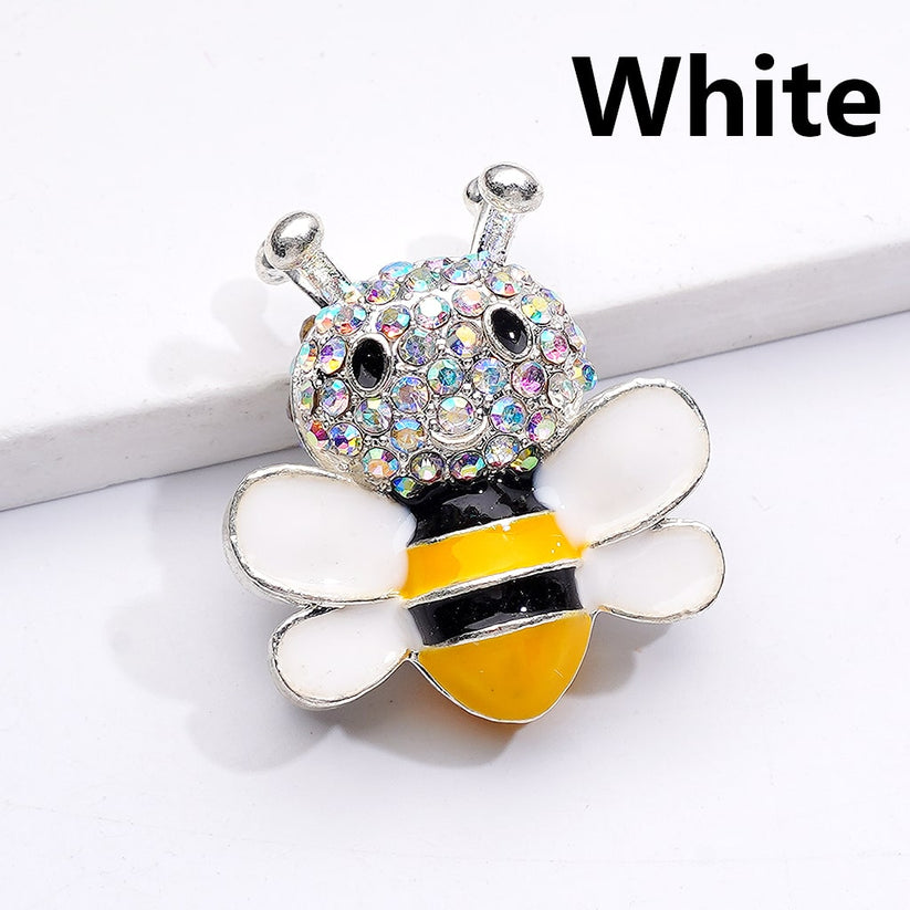 Silver Alloy Beads Fancy Bee with AB Rhinestones Solid Color Wings 29*26MM