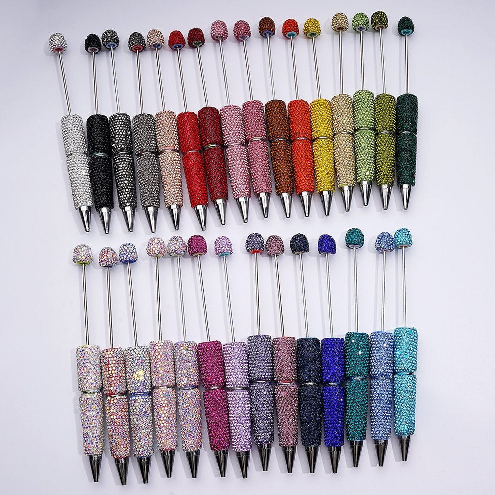 Cross-border new bead pen DIY heavy industry diamond-encrusted bead pen hand-pasted full diamond bead ballpoint pen plastic pen