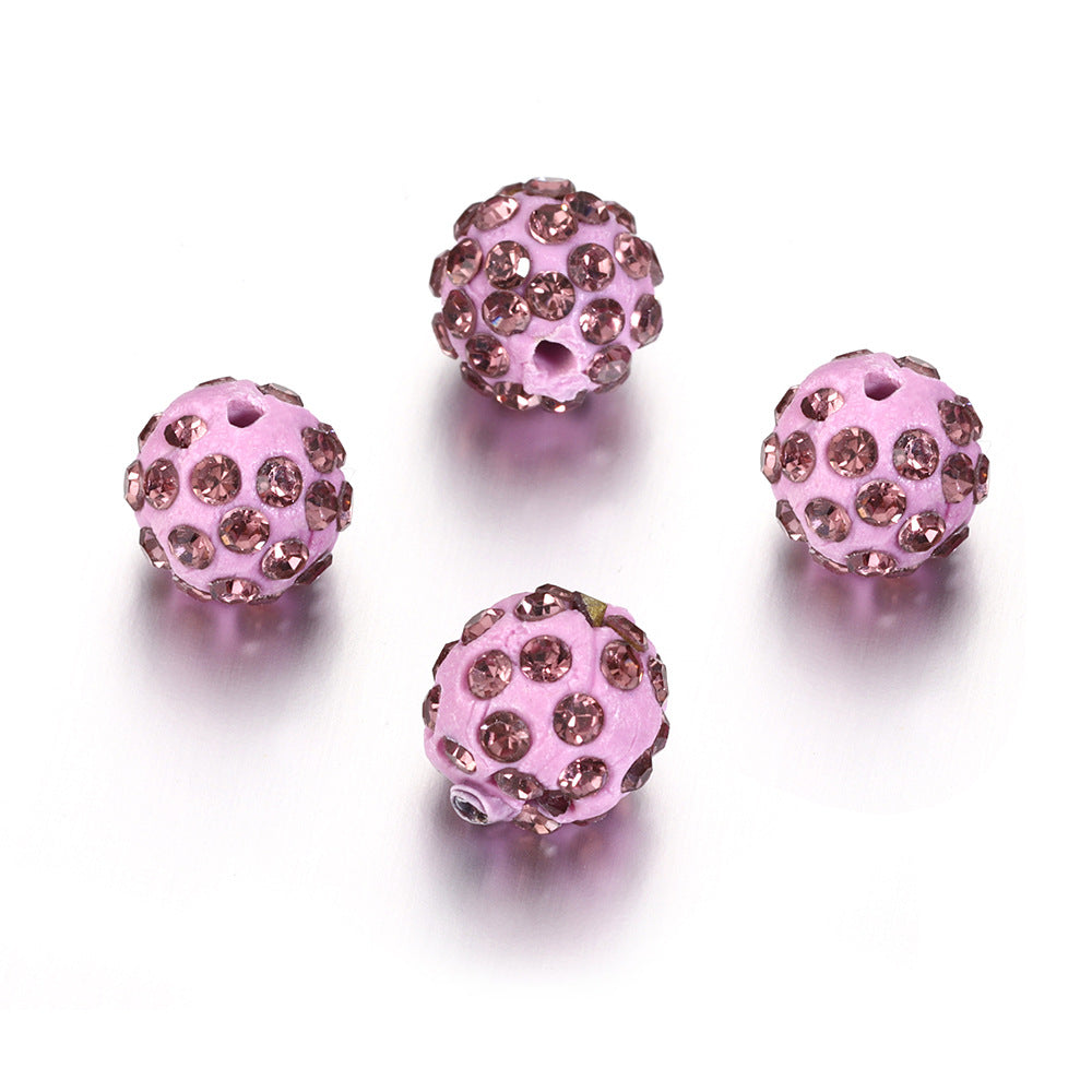 Bling Bling Sparkling Clay Beads with Acrylic Rhinestones, 8mm