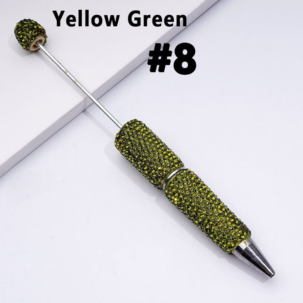 Cross-border new bead pen DIY heavy industry diamond-encrusted bead pen hand-pasted full diamond bead ballpoint pen plastic pen