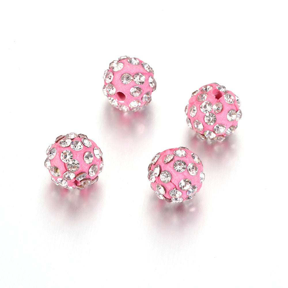 Bling Bling Sparkling Clay Beads with Acrylic Rhinestones, 8mm