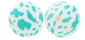 15Mm Cow Series Watermark Food Grade Silicone Round Beads Baby Toothpaste DIY Decorative Loose Beads Spot Wholesale
