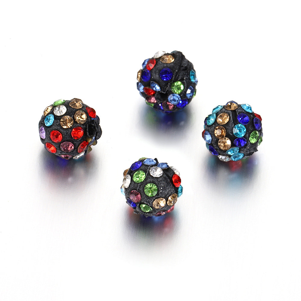 Bling Bling Sparkling Clay Beads with Acrylic Rhinestones, 8mm