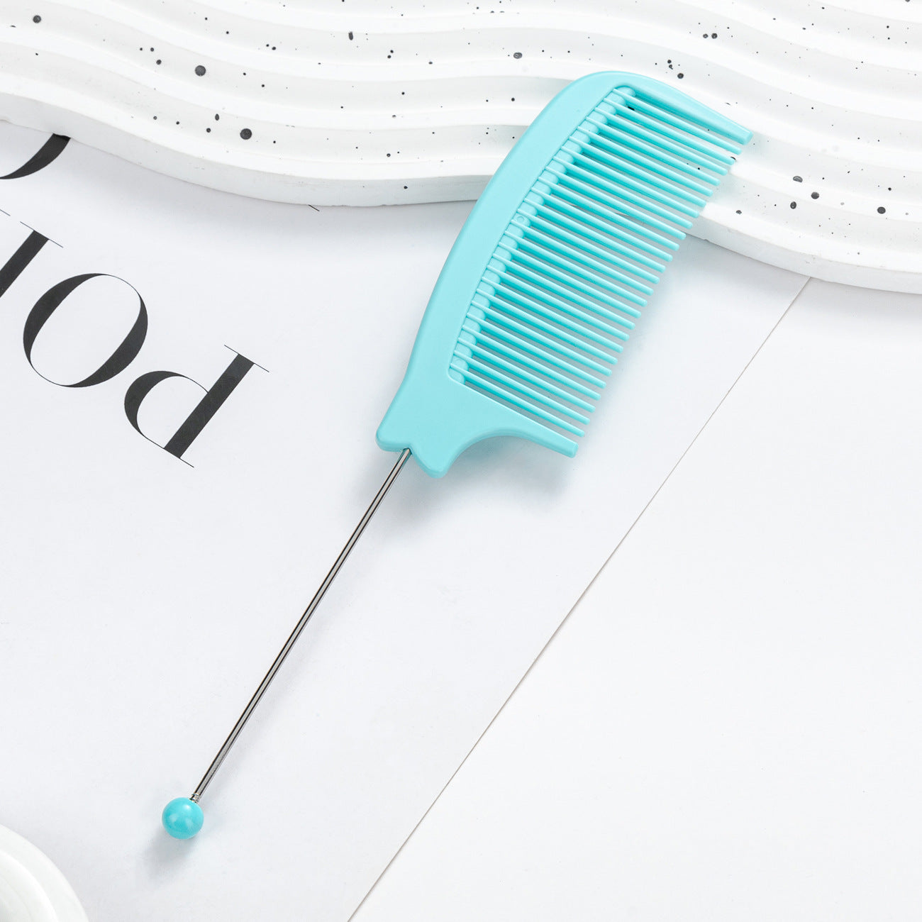 DIY Beaded Comb Hair Highlights Comb Beauty Styling Comb Steel Needle Comb Plastic Tip Tail Comb Hair Salon Hair Tool